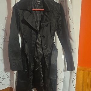 Bebe Satin Black Trench Coat